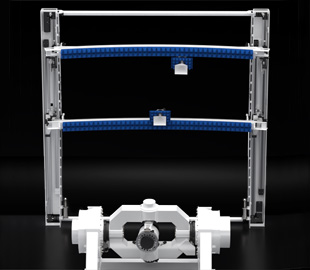 A white and blue plastic frame

Description automatically generated